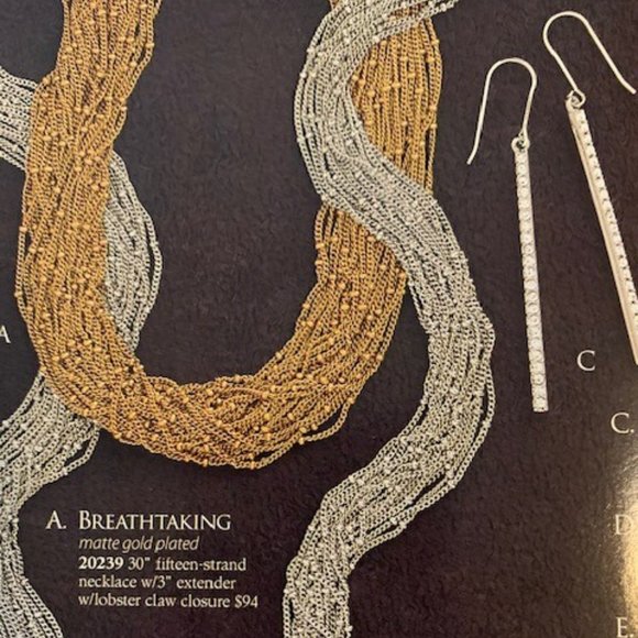 Premier Designs #20239 Matte Gold BREATHTAKING 15-Strand Necklace , 30" long NIB - Picture 10 of 10